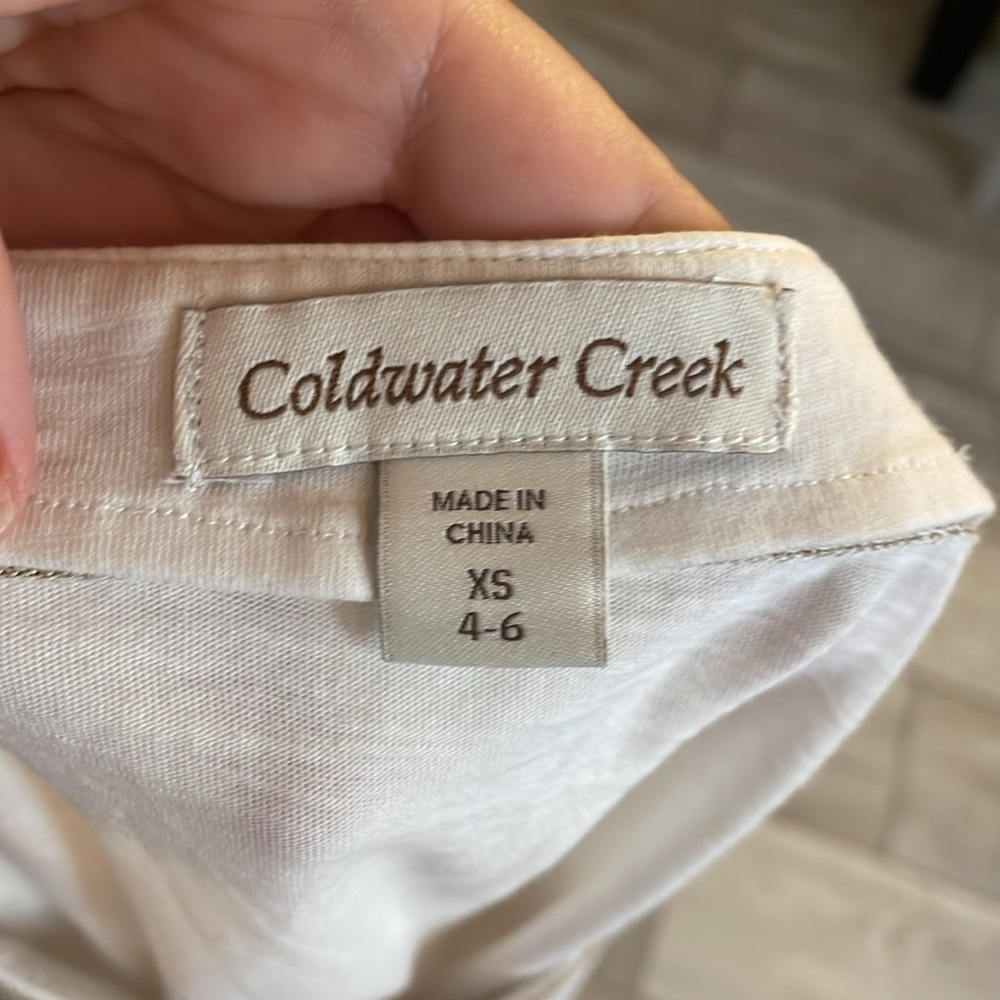 [Coldwater Creek] White/Gold Embroidered Blouse - Size XS (4-6) - Picture 6 of 7